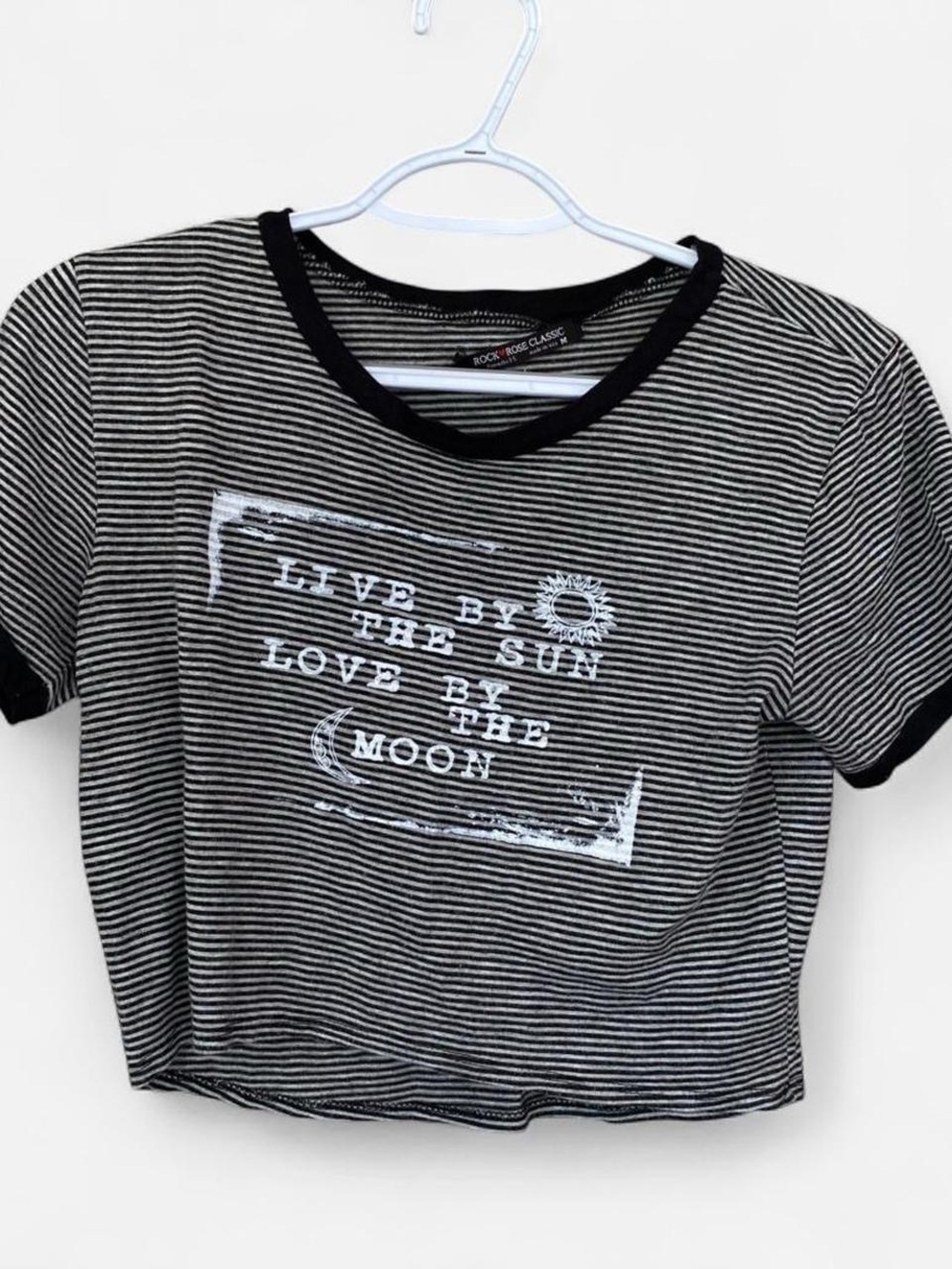 Y2K Striped Crop Top Live by the Sun Love by the Moon Ringer Tee Tumblr Boho Emo